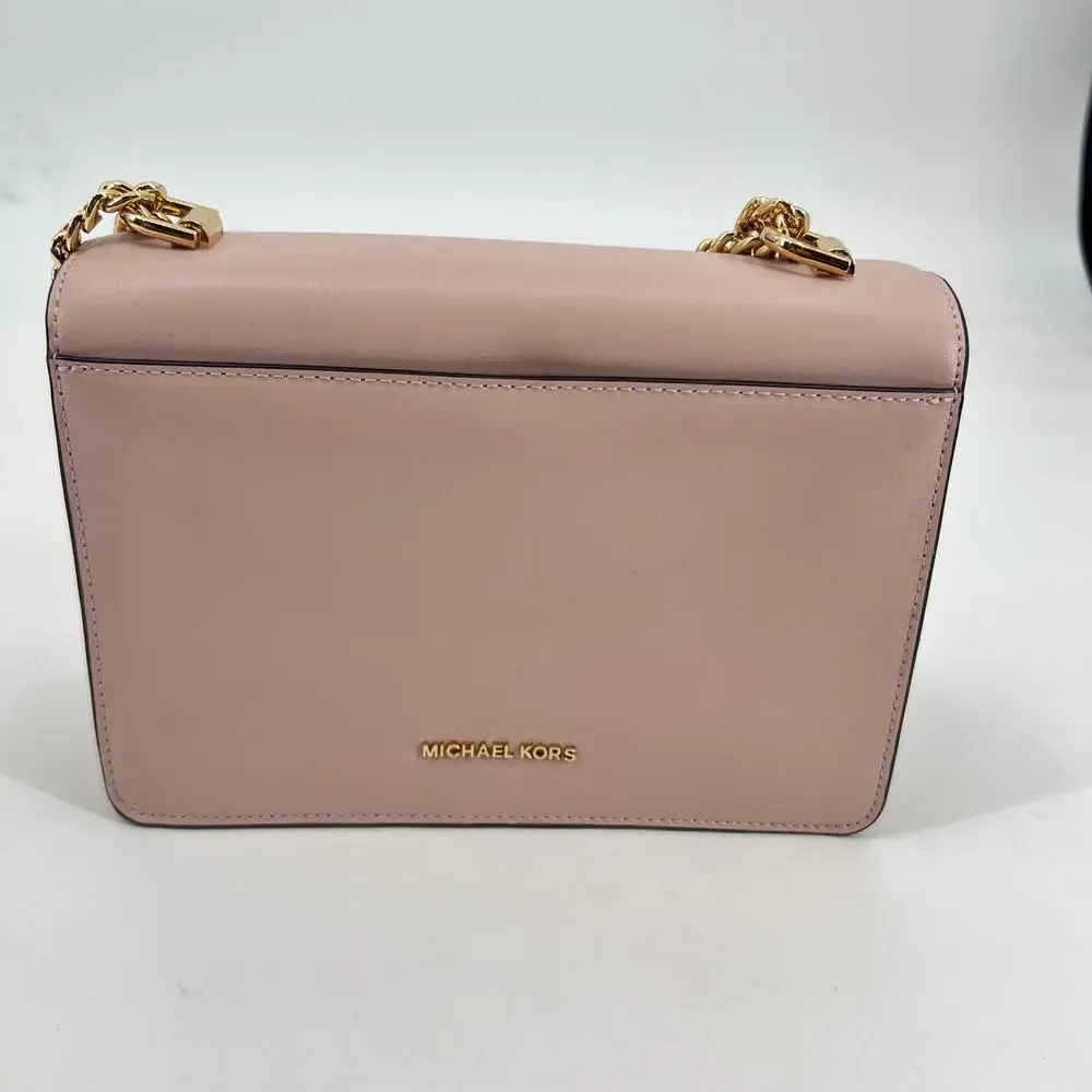 Michael Kors Jade Light Pink Smooth Leather Shoulder Bag & wallet gold hardware